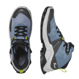 Ghete Salomon X-Raise Junior Mid, impermeabile, Gore-tex, culoare albastra