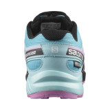 Pantofi Salomon Speedcross Junior, impermeabili, culoare albastru cu roz