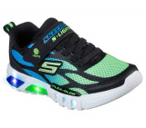 Pantofi Skechers, model Flex Glow, talpa cu luminite, culoare verde cu albastru