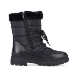Apreskiuri Remonte, model C78, impermeabile, blana naturala, culoare neagra, talpa cu fibra de sticla