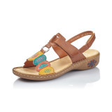 Sandale Rieker 60174, culoare maro cu motive florale