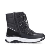 Apreskiuri Rieker, model W0065, impermeabile, blana naturala, culoare neagra, talpa cu fibra de sticla