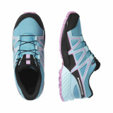 Pantofi Salomon Speedcross Junior, impermeabili, culoare albastru cu roz