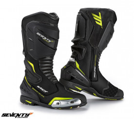 Cizme moto Racing Unisex Seventy Degrees SD-BR1 negru/galben fluor