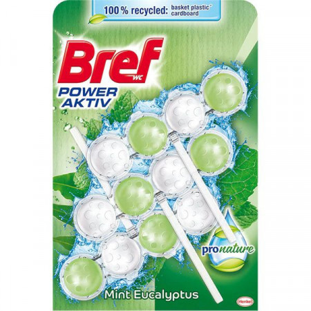 Bref Odorizant pentru Toaleta Power Aktiv Mint Eucalyptus 3 x 50g