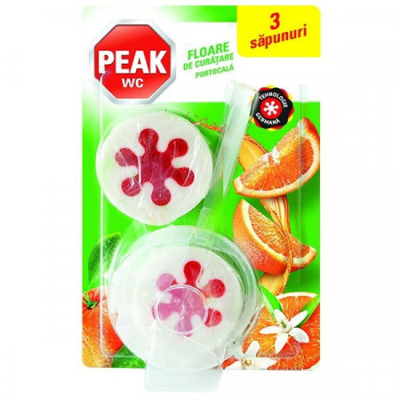 Peak Wc Odorizant Solid de Baie Floare de Curatare cu Portocala Mega Pack 3 x 45g