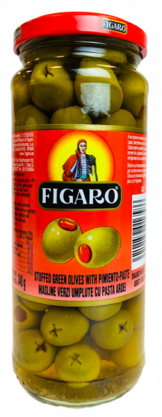 Figaro Masline Verzi umplute cu Pasta de Ardei 340g