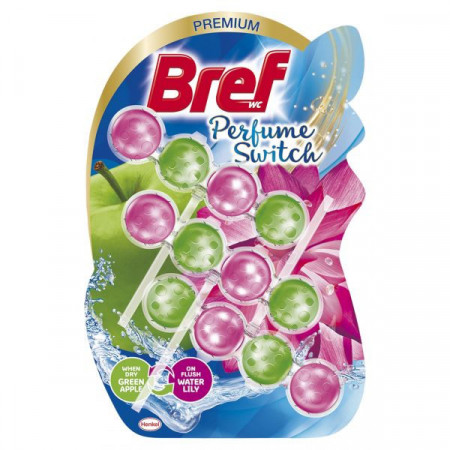 Bref Odorizant de Baie pentru Wc Perfume Switch Green Apple & Water Lily 3 x 50g