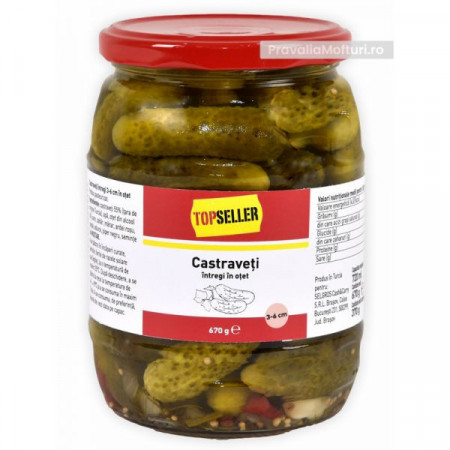 TopSeller Castraveti Intregi in Otet 3-6cm 670g