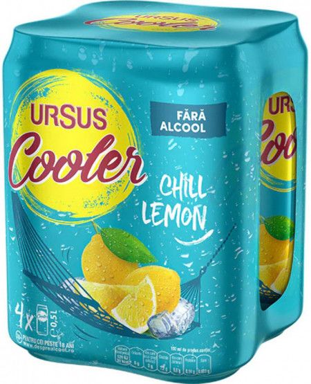 Ursus Cooler Bere cu Lamaie 0% Alcool 4 buc x 500ML