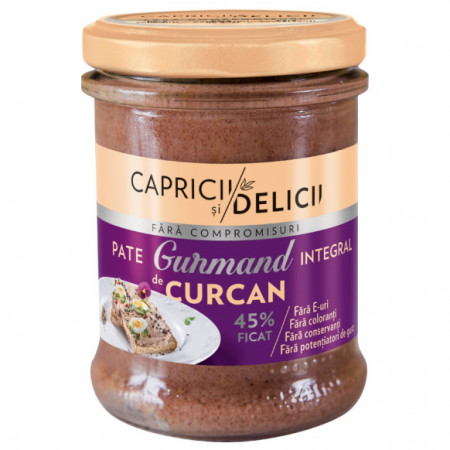 Capricii si Delicii Pate Gurmand de Curcan Integral 45% Ficat 180g
