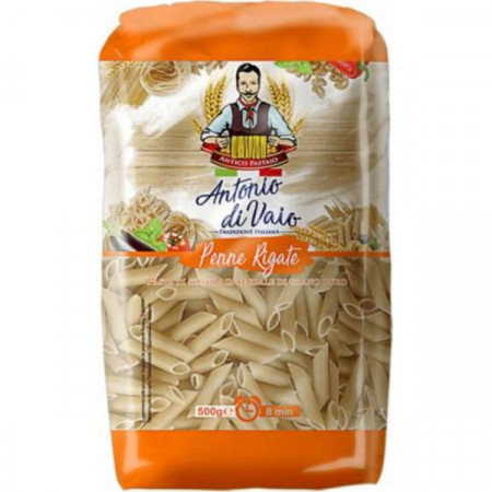 Antonio di Vaio Penne Rigate Paste Fainoase din Faina Integrala de Grau Dur 500g