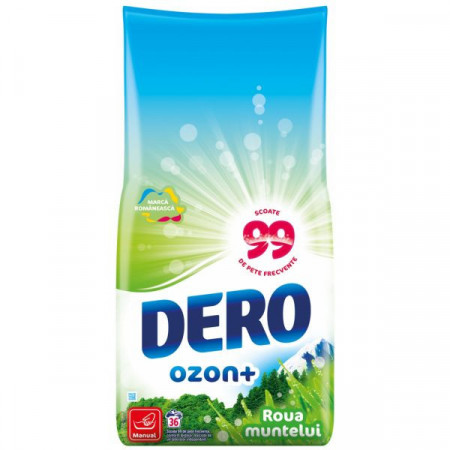 Dero Detergent de Rufe Pudra Manual Ozon+ Roua Muntelui pentru 36 Spalari 1.8kg
