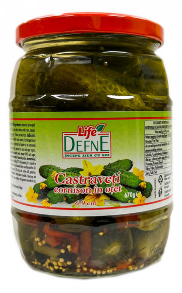 Defne Castraveti Cornison in Otet 6-9cm 720ml
