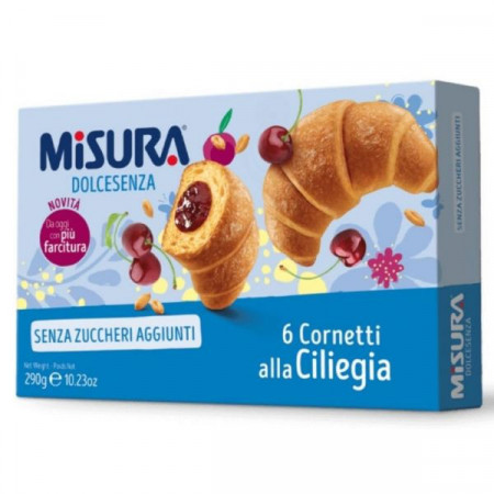 Misura Cornuri cu Dospire Naturala cu Umplutura de Cirese fara Adaos de Zaharuri si cu Indulcitor 290g x 6bucati