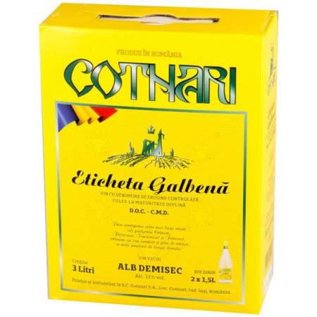 Cotnari Eticheta Galbena Vin Alb Demidulce 3l