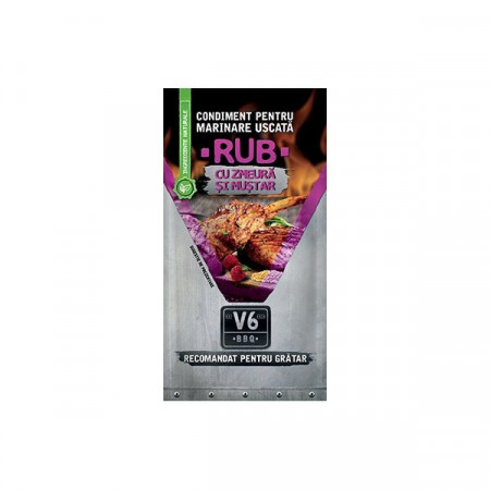 V6Bbq Condiment pentru Marinare Uscata Rub cu Zmeura si Mustar 40g