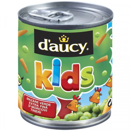 D’Aucy Kids Mazare Verde Extra fina si Morcovi Tineri Sterilizati la Abur 200g
