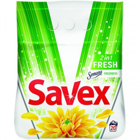 Savex Detergent de Rufe Pudra Automat 2in1 Fresh pentru 20 Spalari 2kg