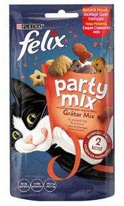 Purina Felix Party Mix Recompense pentru Pisici Mixed Grill cu Aroma de Vita Pui si Somon 60g