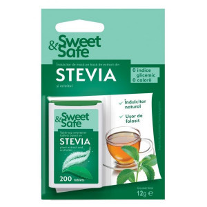 Sweet&Safe Indulcitor de Masa sub Forma de Tablete pe Baza de Extract din Stevia si Eritritol 200 tablete 12g