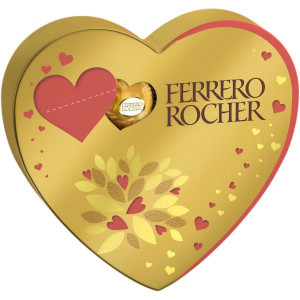 Ferrero Rocher Bomboane St. Valentine acoperite cu Alune si Ciocolata cu Lapte cu Umplutura Fina si Aluna intreaga in Interior 125g