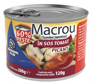 Navodul Plin Macrou in Sos Tomat Picant 200g