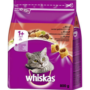 Whiskas Indoor Hrana Uscata pentru Pisici Adulte 1+ cu Carne de Vita 800g