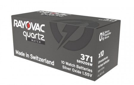 Baterii ceas Rayovac 371 (AG6) cu oxid Argint 10 buc