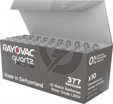 Set 10 Baterii ceas Rayovac 377 (AG4) cu oxid Argint
