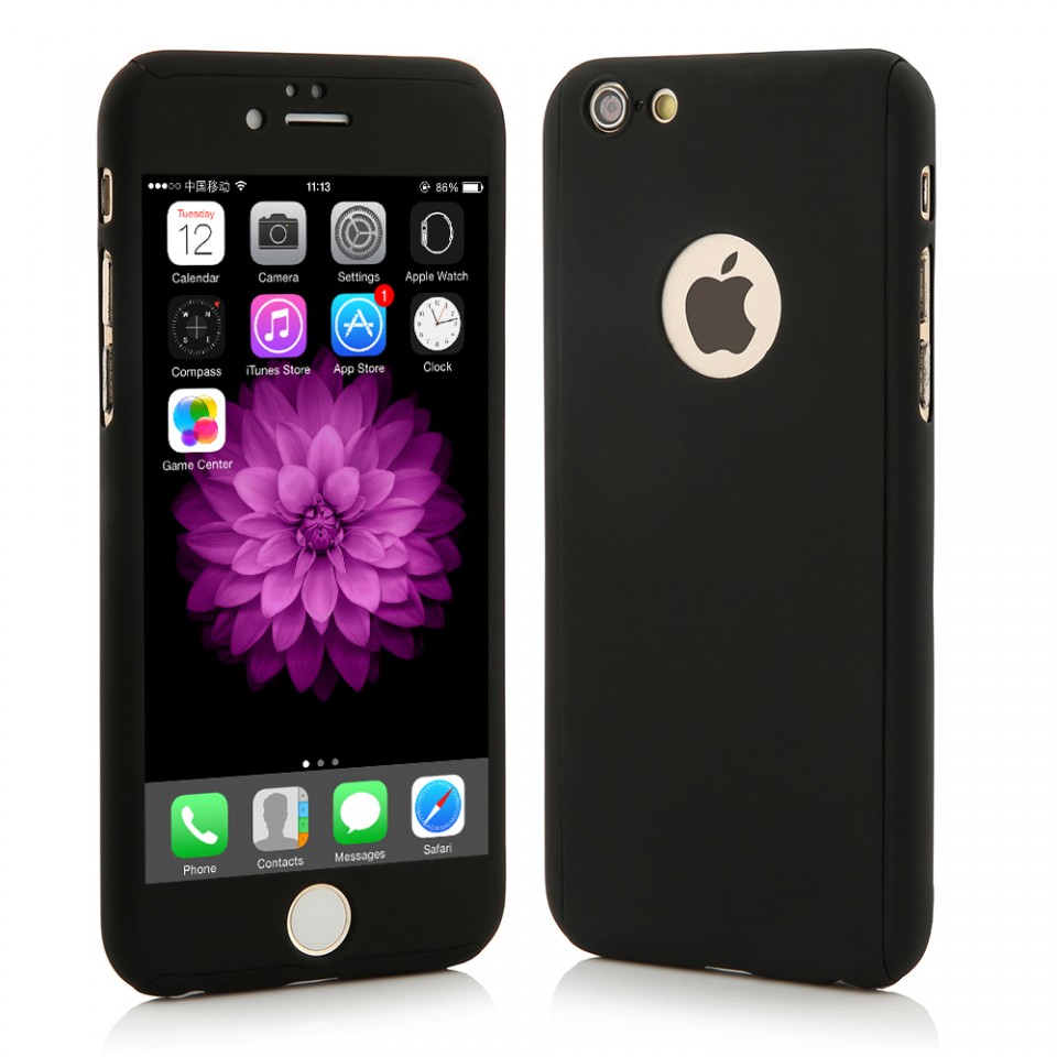 Husa Apple iPhone 5/5S/SE, FullBody MyStyle Black, acoperire completa 360 grade cu folie de sticla gratis