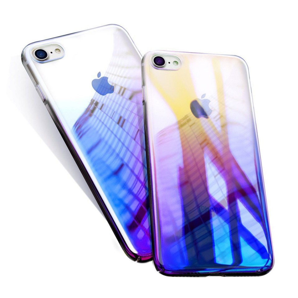 Husa Apple iPhone 6 Plus/6S Plus, Gradient Color Cameleon Albastru-Galben