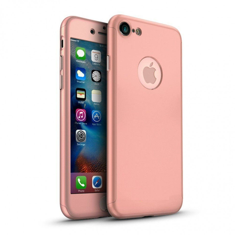 Husa Apple iPhone SE2, FullBody Elegance Luxury Rose-Gold, acoperire completa 360 grade cu folie de sticla gratis