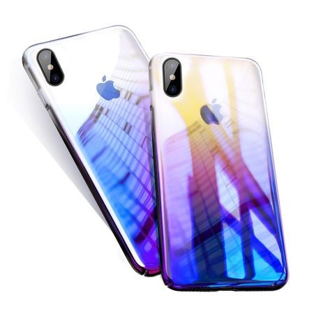 Husa Apple iPhone X, Gradient Color Cameleon Albastru-Galben