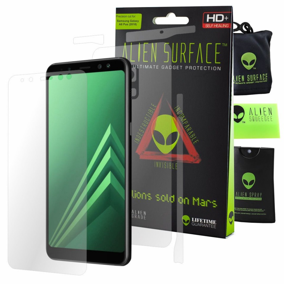 FOLIE ALIEN SURFACE HD, SAMSUNG GALAXY A8, PROTECTIE ECRAN, SPATE, LATERALE + ALIEN FIBER CADOU