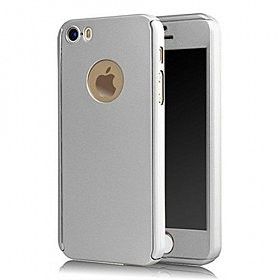 Husa Apple iPhone 5/5S/SE, FullBody MyStyle Silver, acoperire completa 360 grade cu folie de sticla gratis