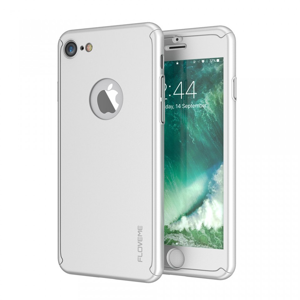 Husa Apple iPhone 6 Plus/6S Plus, FullBody Elegance Luxury Silver, acoperire completa 360 grade cu folie de sticla gratis