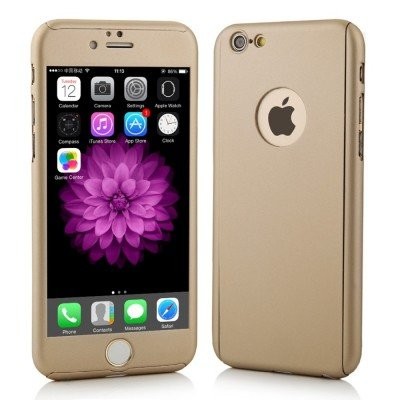 Husa Apple iPhone 5/5S/SE, FullBody MyStyle Gold, acoperire completa 360 grade cu folie de sticla gratis