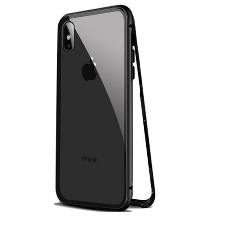 Husa Apple iPhone XS, Magnetica 360 grade Negru , Perfect FIt cu spate de sticla securizata premium + folie de sticla pentru ecran gratis