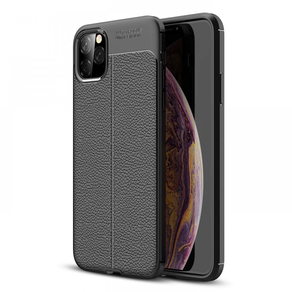 Husa pentru Apple iPhone 11 PRO, Perfect Fit Black cu insertii de piele