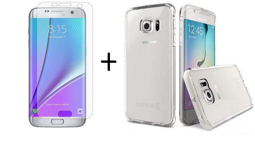 Pachet husa Elegance Luxury slim pentru Samsung Galaxy S7 TPU 0.3mm Transparenta cu folie de sticla gratis