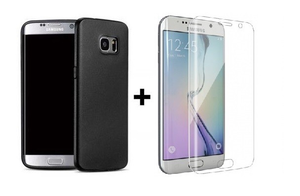 Pachet husa Elegance Luxury Antisoc TPU Black pentru Samsung Galaxy S7 Edge cu folie de sticla Clear gratis !