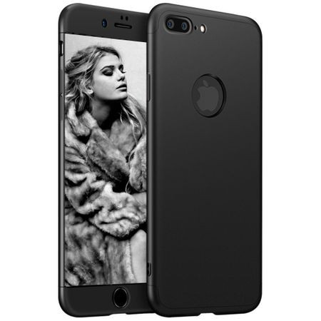 Husa Apple iPhone 8 Plus, FullBody Elegance Luxury Negru, acoperire completa 360 grade cu folie de sticla gratis