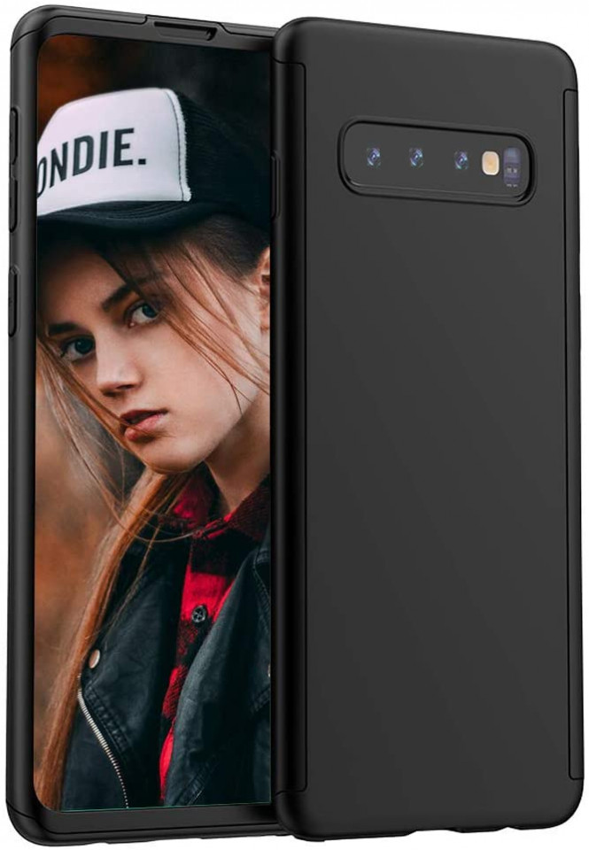 Husa Samsung Galaxy S10 Plus, FullBody Elegance Luxury Negru, acoperire completa 360 grade cu folie de protectie gratis