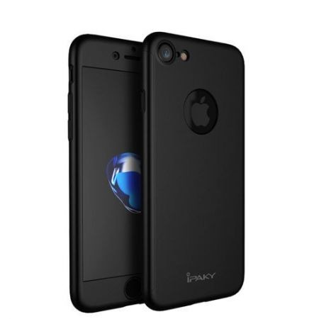 Husa Apple iPhone 8, FullBody Elegance Luxury iPaky Black, acoperire completa 360 grade cu folie de sticla gratis