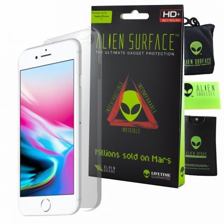 Folie Alien Surface HD, Apple iPhone 8, protectie spate, laterale + Alien Fiber cadou
