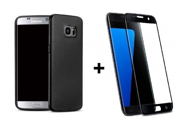 Pachet husa Elegance Luxury Antisoc TPU Black pentru Samsung Galaxy S7 Edge cu folie de sticla Black gratis !