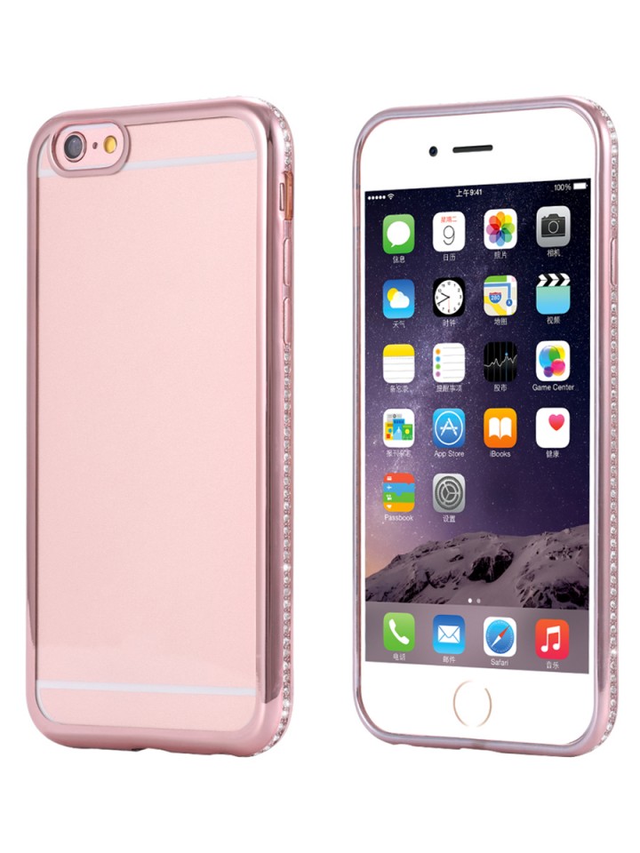 Husa Apple iPhone 6/6S, MyStyle electroplacata cu diamante Rose-Gold