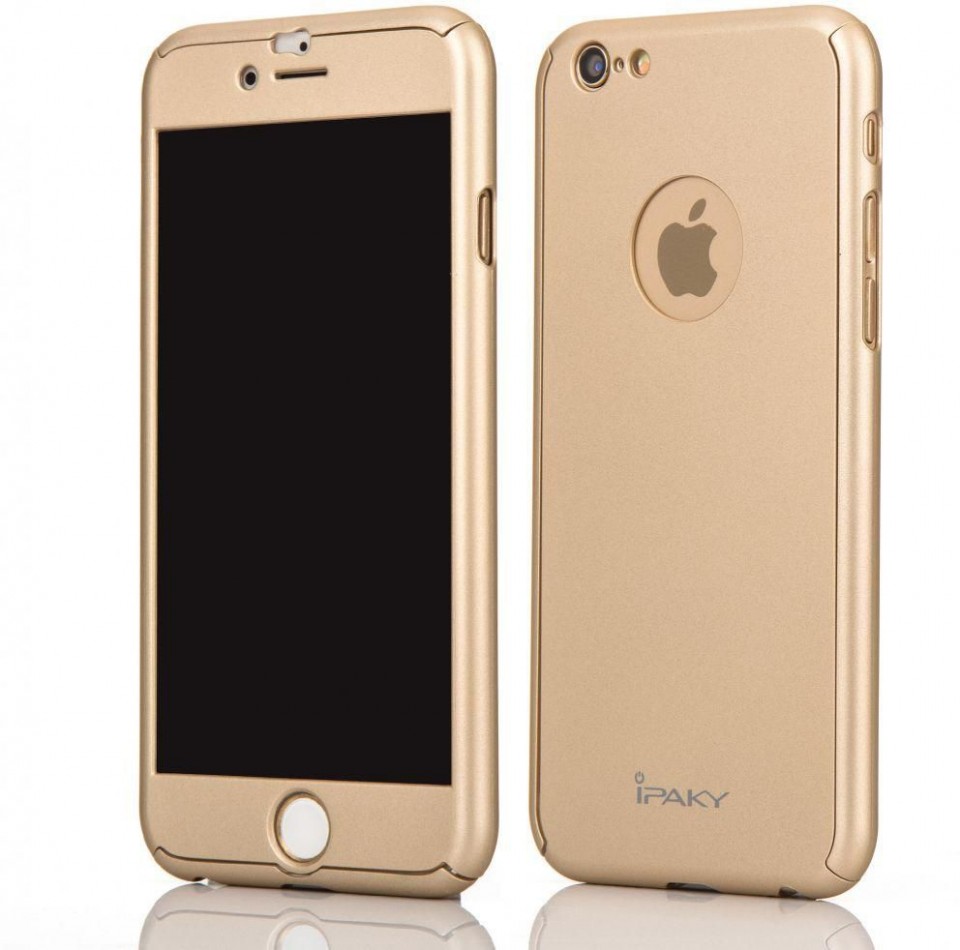 Husa Apple iPhone 6 Plus/6S Plus, FullBody Elegance Luxury iPaky Gold , acoperire completa 360 grade cu folie de sticla gratis