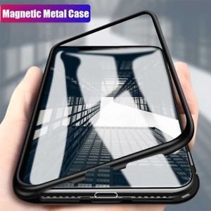 Husa Apple iPhone 7 PLUS Magnetica 360 grade Negru, Perfect Fit cu spate de sticla securizata premium + folie de sticla pentru ecran gratis